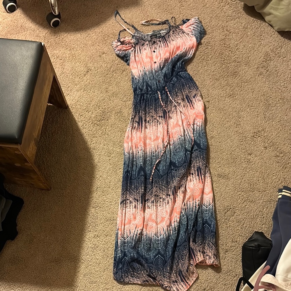 Elegant Blue and Pink Women's Dress